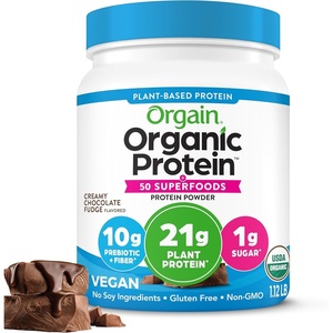 image:imageOrgain Organic Vegan Protein  50 Superfoods Powder Creamy Chocolate Fudge  21g Plant Based Protein 10g Prebiotic Fiber No Lactose Ingredients Gluten Free No Added Sugar NonGMO 112 lbCreamy Chocolate Fudge
