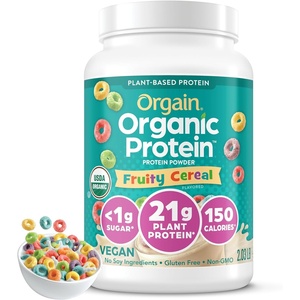 image:imageOrgain Organic Vegan Protein Powder Cookies amp Cream  21g Plant Based Protein 7g Prebiotic Fiber Low Net Carb No Lactose Ingredients No Added Sugar NonGMO For Shakes amp Smoothies 203 lbFruity Cereal