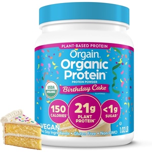 image:imageOrgain Organic Vegan Protein Powder Cookies amp Cream  21g Plant Based Protein 7g Prebiotic Fiber Low Net Carb No Lactose Ingredients No Added Sugar NonGMO For Shakes amp Smoothies 203 lbBirthday Cake