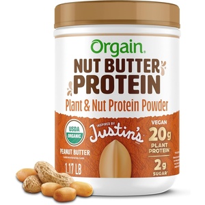image:imageOrgain X Justins  Organic Vegan Nut Butter Protein Powder Chocolate Peanut Butter 20g Plant Protein 1g Sugar Gluten Free No Dairy Soy Ingredients or Artificial Flavors 117 lbPeanut Butter