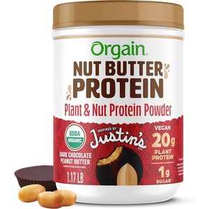 image:imageOrgain X Justins  Organic Vegan Nut Butter Protein Powder Chocolate Peanut Butter 20g Plant Protein 1g Sugar Gluten Free No Dairy Soy Ingredients or Artificial Flavors 117 lbDark Chocolate Peanut Butter