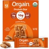 image:imageOrgain Organic Vegan Protein Snack Bars Chocolate Chip Cookie Dough  10g PlantBased Protein 5g Sugar No Dairy or Soy Ingredients Gluten Free NonGMO 141 oz Pack of 12 Packaging May VaryPeanut Butter