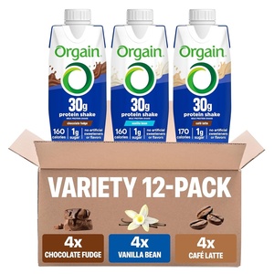image:imageOrgain 30g High Protein Shake Dairy Isolate Milk Protein Chocolate Fudge 5g BCAAs 1g Sugar Per Serving Meal Replacement Ready to Drink Keto Friendly GlutenFree 11 Fl Oz Pack of 12Variety Pack