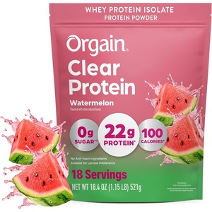 image:imageOrgain Clear Whey Isolate Protein Powder Tropical Punch 22g Protein 0g Sugar Suitable for Lactose Intolerance No Artificial Color No AntiFoaming Agent No Soy Ingredients 184oz 18 ServingsWatermelon