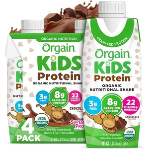 image:imageOrgain Organic Kids Protein Nutritional Shake Chocolate  8g of Protein 22 Vitamins amp Minerals Fruits amp Vegetables Gluten Free Soy Free NonGMO 825 Fl Oz Pack of 4Chocolate