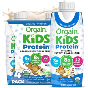 image:imageOrgain Organic Kids Protein Nutritional Shake Chocolate  8g of Protein 22 Vitamins amp Minerals Fruits amp Vegetables Gluten Free Soy Free NonGMO 825 Fl Oz Pack of 4Vanilla