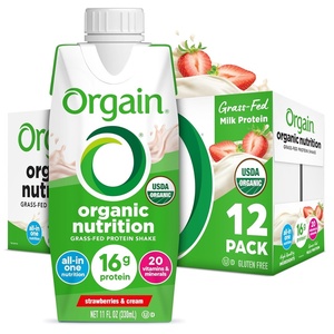 image:imageOrgain Organic Nutritional Protein Shake Iced Caf Mocha  16g Grass Fed Whey Protein Meal Replacement 20 Vitamins amp Minerals Fruits amp Vegetables Gluten Free NonGMO 11 Fl Oz 12 PackStrawberries  Cream