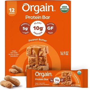 image:imageOrgain Organic Vegan Protein Snack Bars Chocolate Chip Cookie Dough  10g PlantBased Protein 5g Sugar No Dairy or Soy Ingredients Gluten Free NonGMO 141 oz Pack of 12 Packaging May VaryPeanut Butter