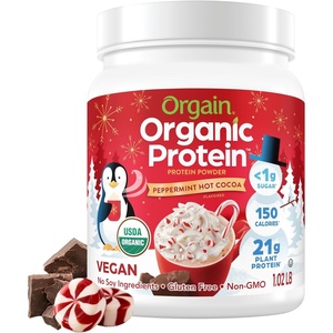image:imageOrgain Organic Vegan Protein Powder Peppermint Hot Cocoa Holiday Flavor  21g of Plant Protein 5g Prebiotic Fiber No Lactose Ingredients No Added Sugar NonGMO For Shakes amp Smoothies 102 lb102 Pound Pack of 1